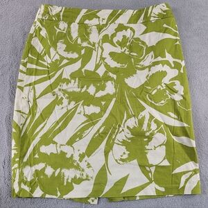 New York & Company Stretch Collection Olive and Cream Patterned Skirt